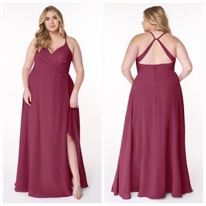 Azazie Wine V-Neck Dress
